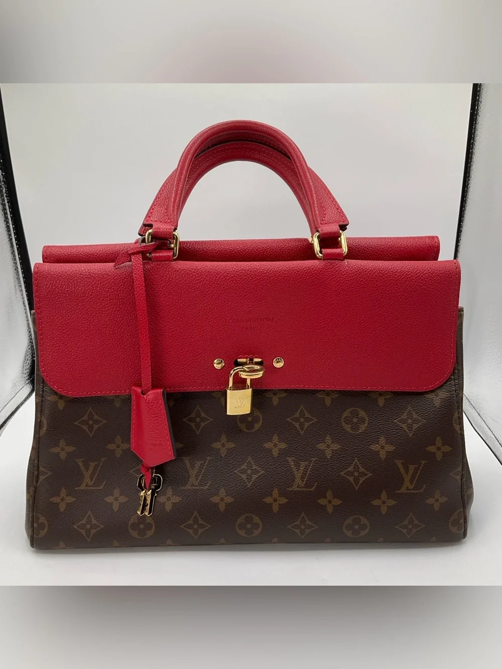 Louis Vuitton Venus Monogram Cerise Red Satchel Handbag Purse M41738